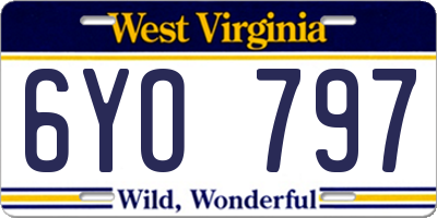 WV license plate 6YO797