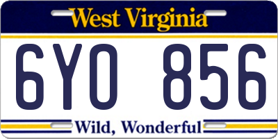 WV license plate 6YO856
