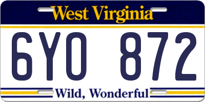 WV license plate 6YO872