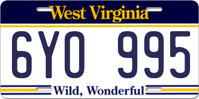 WV license plate 6YO995