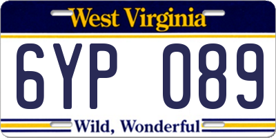 WV license plate 6YP089