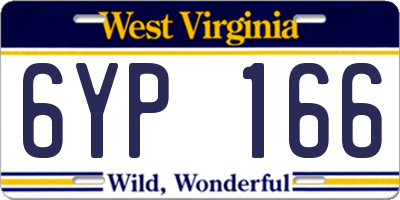 WV license plate 6YP166