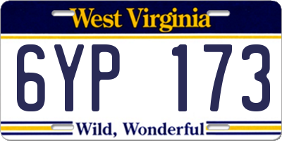 WV license plate 6YP173