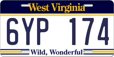 WV license plate 6YP174