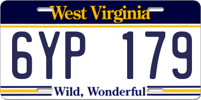 WV license plate 6YP179