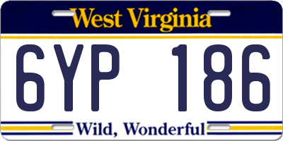 WV license plate 6YP186