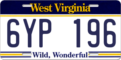 WV license plate 6YP196