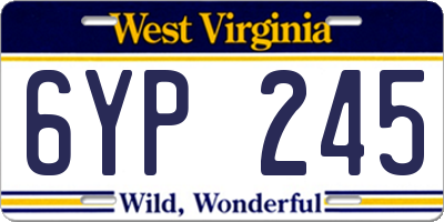 WV license plate 6YP245
