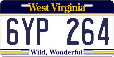 WV license plate 6YP264