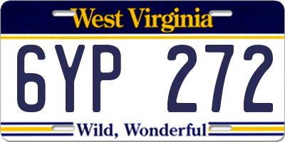 WV license plate 6YP272