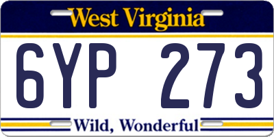 WV license plate 6YP273