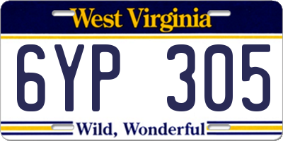 WV license plate 6YP305