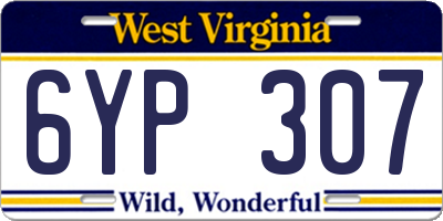 WV license plate 6YP307