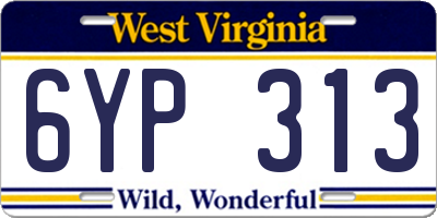 WV license plate 6YP313
