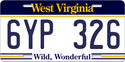WV license plate 6YP326