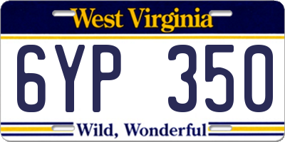 WV license plate 6YP350