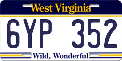 WV license plate 6YP352
