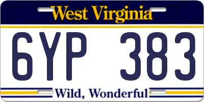 WV license plate 6YP383