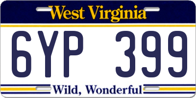 WV license plate 6YP399