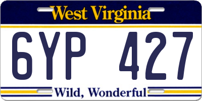 WV license plate 6YP427