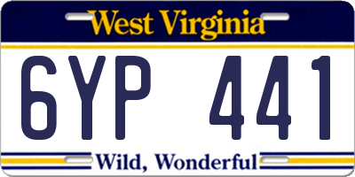 WV license plate 6YP441