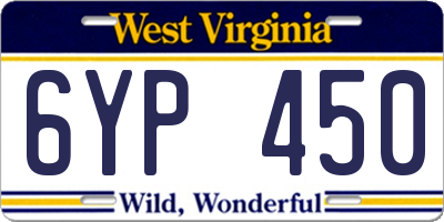 WV license plate 6YP450