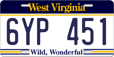 WV license plate 6YP451
