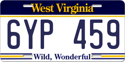 WV license plate 6YP459