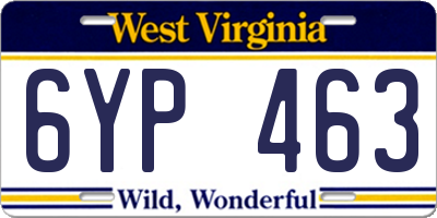 WV license plate 6YP463