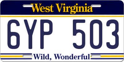 WV license plate 6YP503