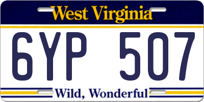 WV license plate 6YP507