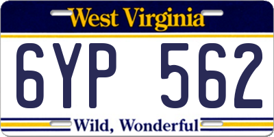 WV license plate 6YP562