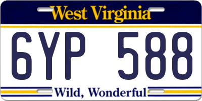 WV license plate 6YP588