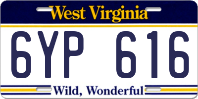 WV license plate 6YP616
