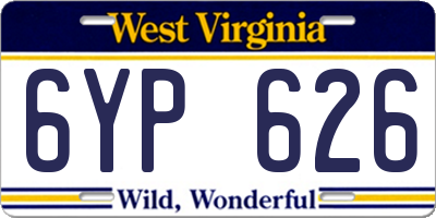 WV license plate 6YP626