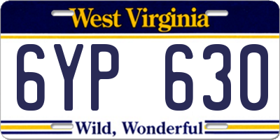 WV license plate 6YP630