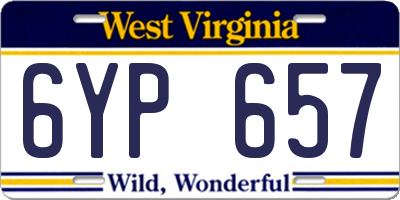 WV license plate 6YP657