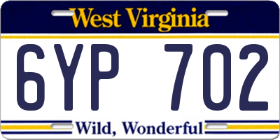 WV license plate 6YP702