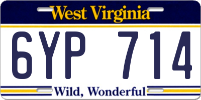 WV license plate 6YP714