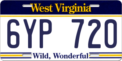 WV license plate 6YP720