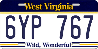 WV license plate 6YP767