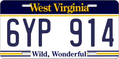 WV license plate 6YP914