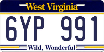 WV license plate 6YP991