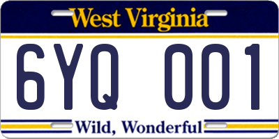 WV license plate 6YQ001