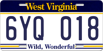 WV license plate 6YQ018