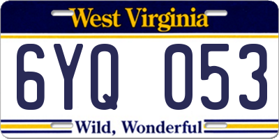 WV license plate 6YQ053