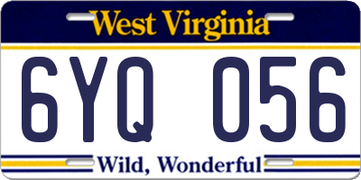 WV license plate 6YQ056