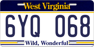 WV license plate 6YQ068