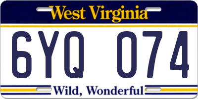 WV license plate 6YQ074