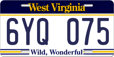 WV license plate 6YQ075